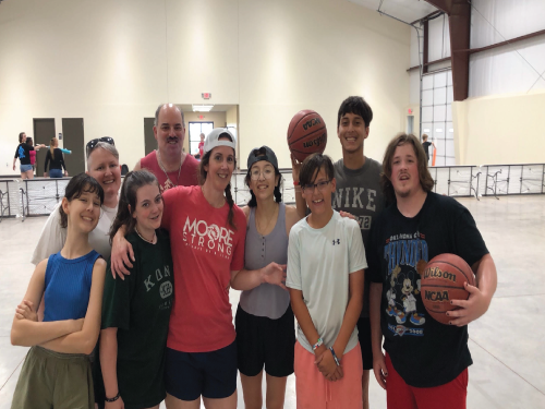 Group of campers in basketball gym